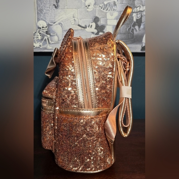 Loungefly Disney Parks Minnie Mouse Rose Gold Sequin Backpack main image 9